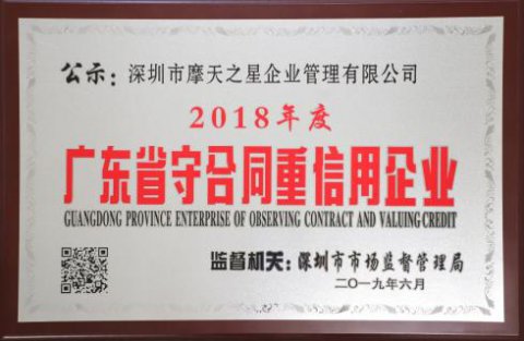 喜讯|巅峰国际荣获“广东省守合同重信用企业”殊荣